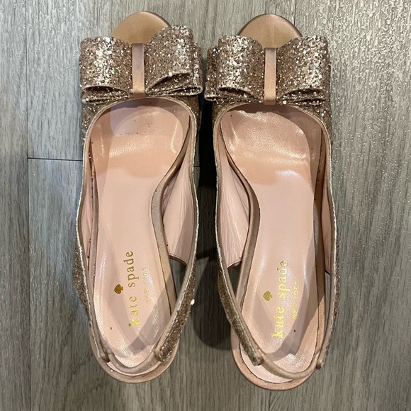 Kate Spade size 6.5 (fits like 6) blush pink Charm Glitter slingback heel - Picture 5 of 6